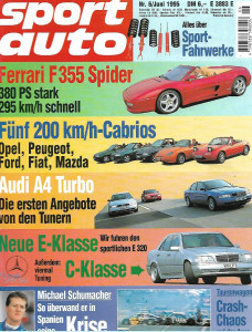 SPORT AUTO 1995 JUNE - FRENCH LANGUAGE - AUDI A4 TURBO, FERRARI F355 SPIDER